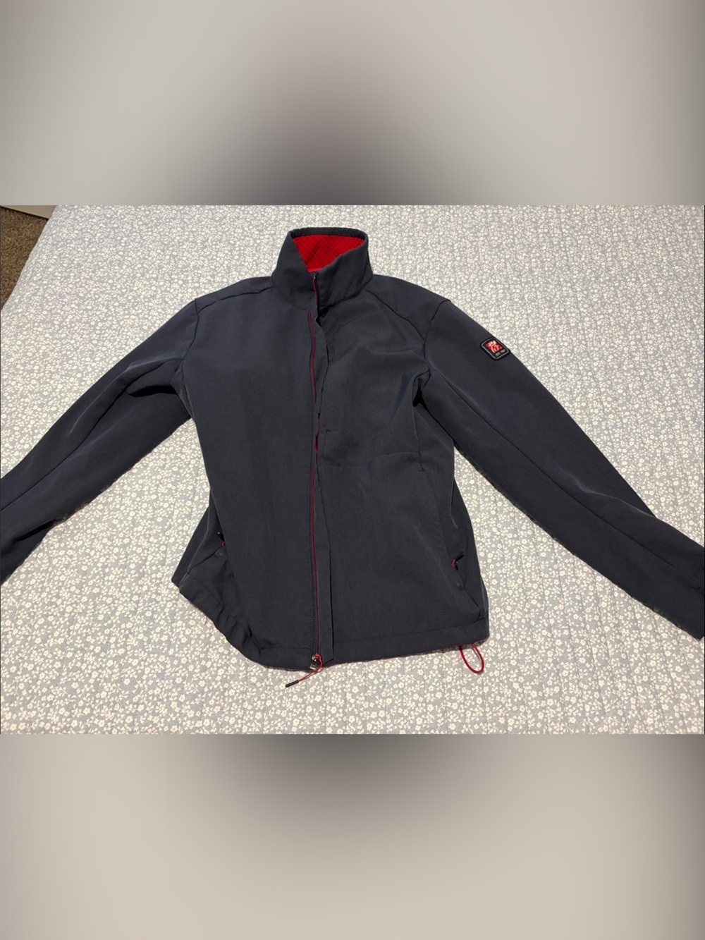 Women’s navy Softshell Jacket with Red Trim! Chick-fil-A